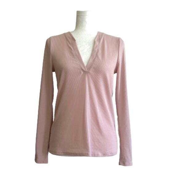 Gibsonlook Top Shirt Mauve Waffle Weave V-Neck Long Sleeve Casual Top Small NEW - Picture 12 of 12